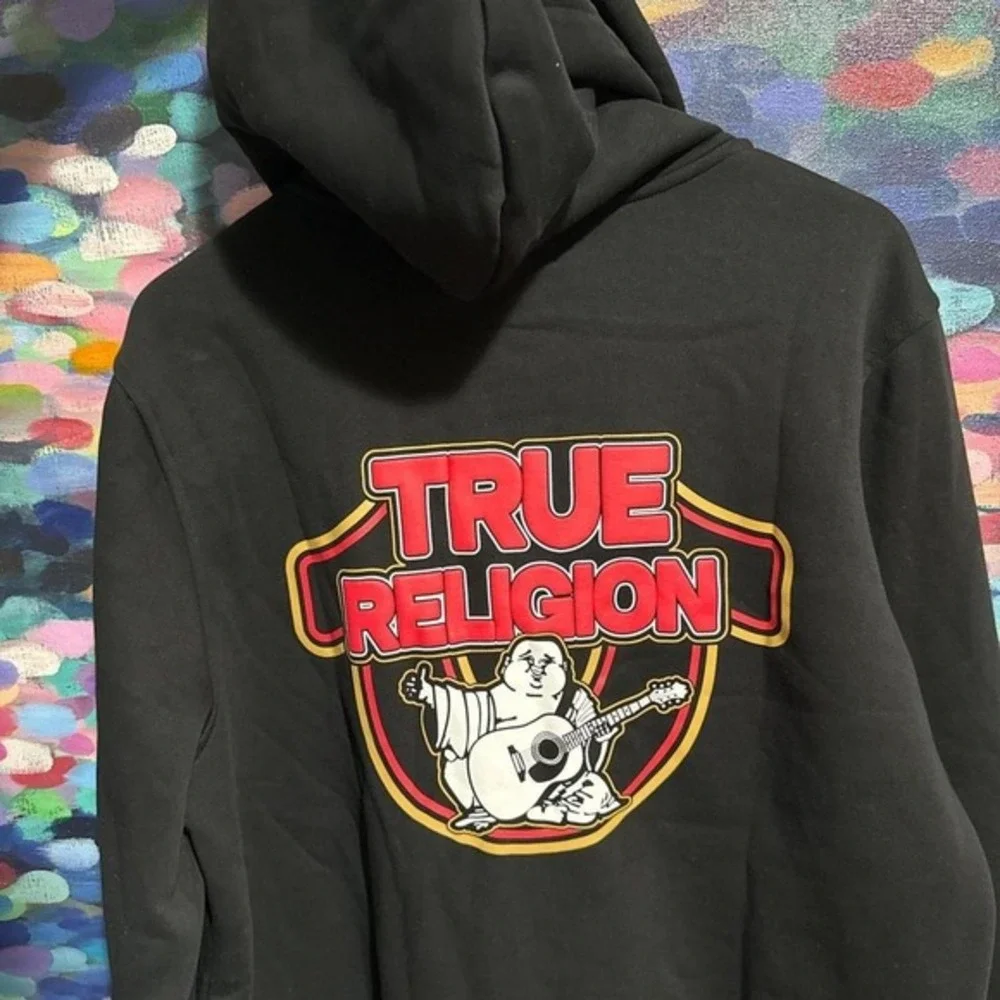 True religion puff print graphic hoodie‎ black Size XL
